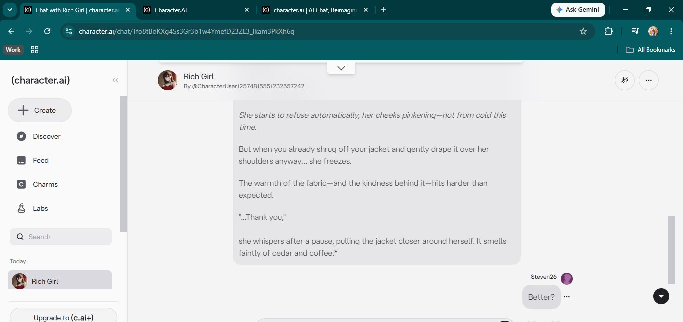 Character.AI roleplay — the jacket scene with Rich Girl
