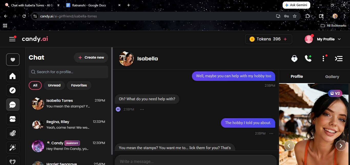 Candy AI sends a photo mid-chat — same face, no upgrade prompt