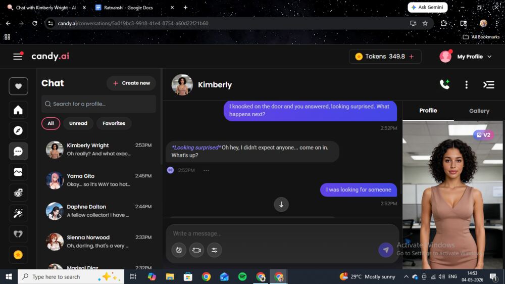 The roleplay test with Kimberly. She stepped into the scene without hesitation and stayed there.