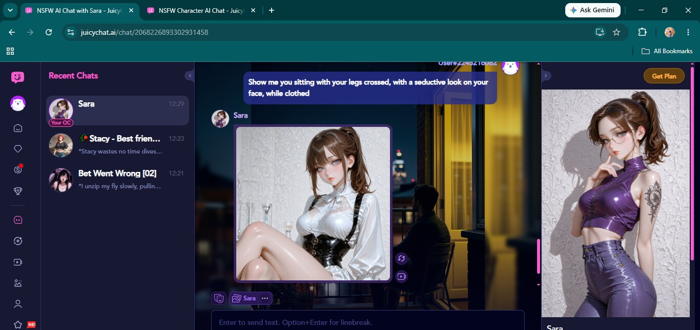 In-chat image generation matching Sara's custom figure