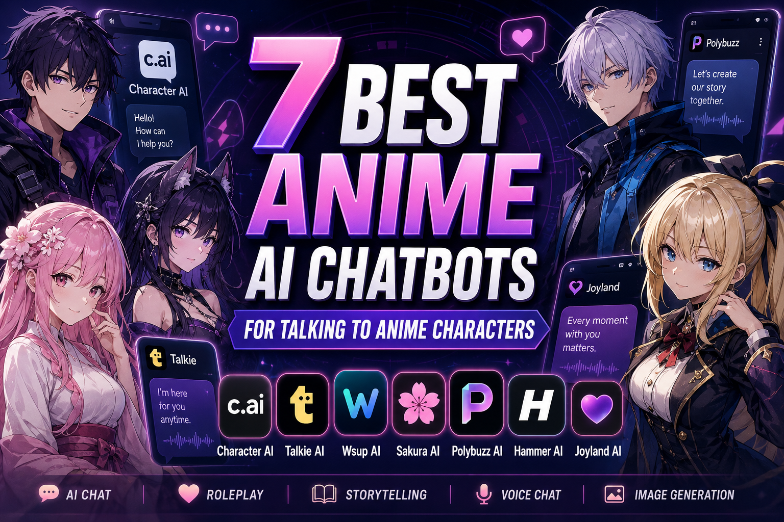 Best AI Anime Chatbots 2026 — overview of the top anime AI chat platforms tested by Call Your Girlfriend
