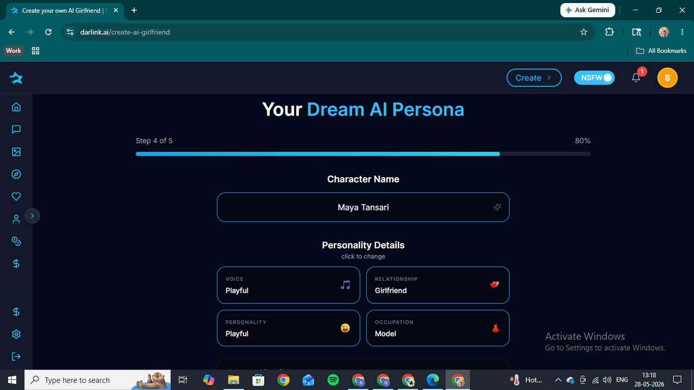 DarLink AI's five-step companion builder